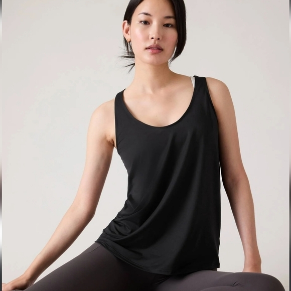 Athleta Tops - Athleta Ruched Side Tie Black Tank Top Size XS